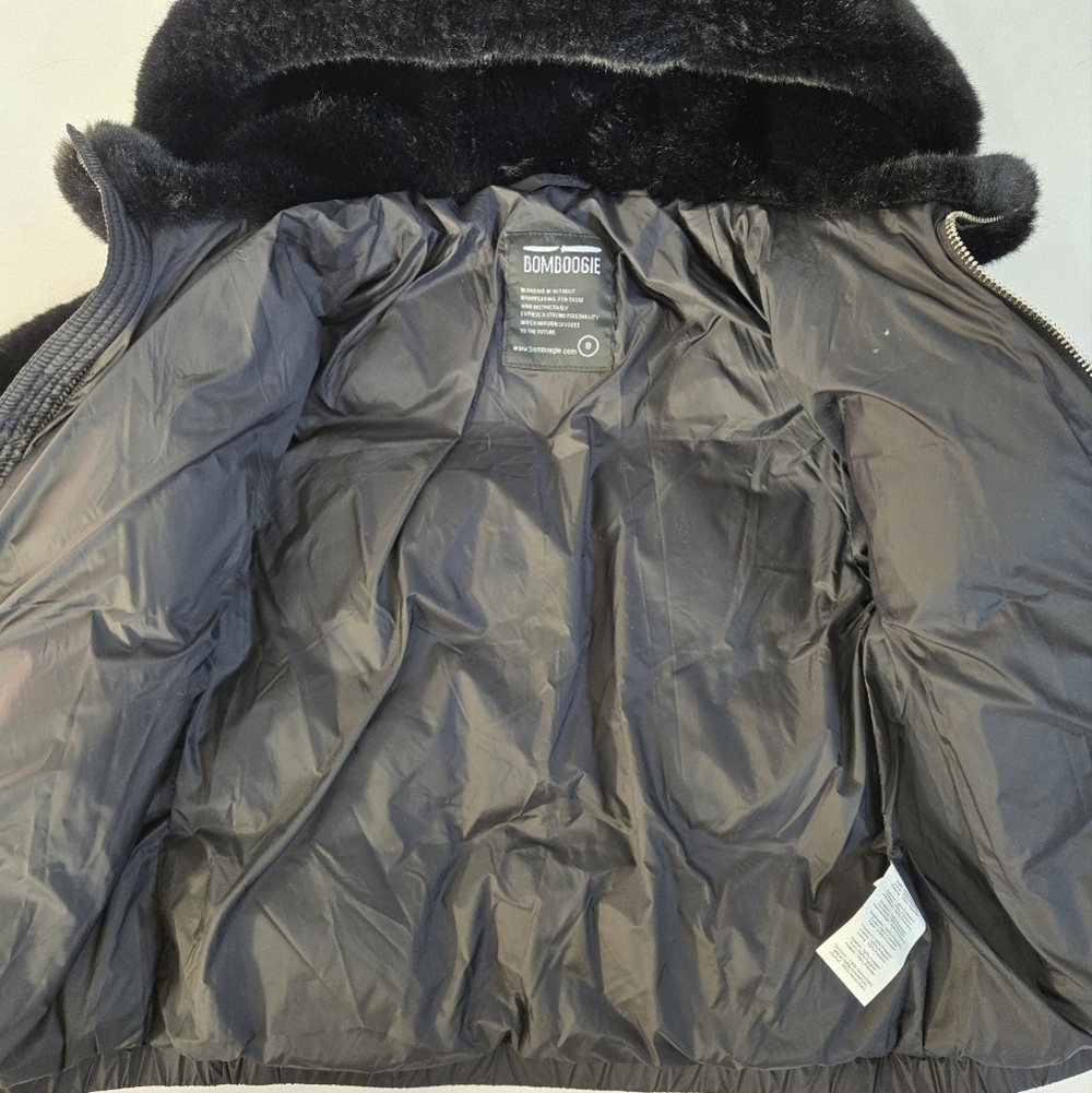 Bomboogie Kids Black Puffer Jacket with Faux Fur hood/arms sz 8 - Picture 5 of 5